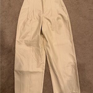 Avec Les Filles Beige Faux Leather Chinos